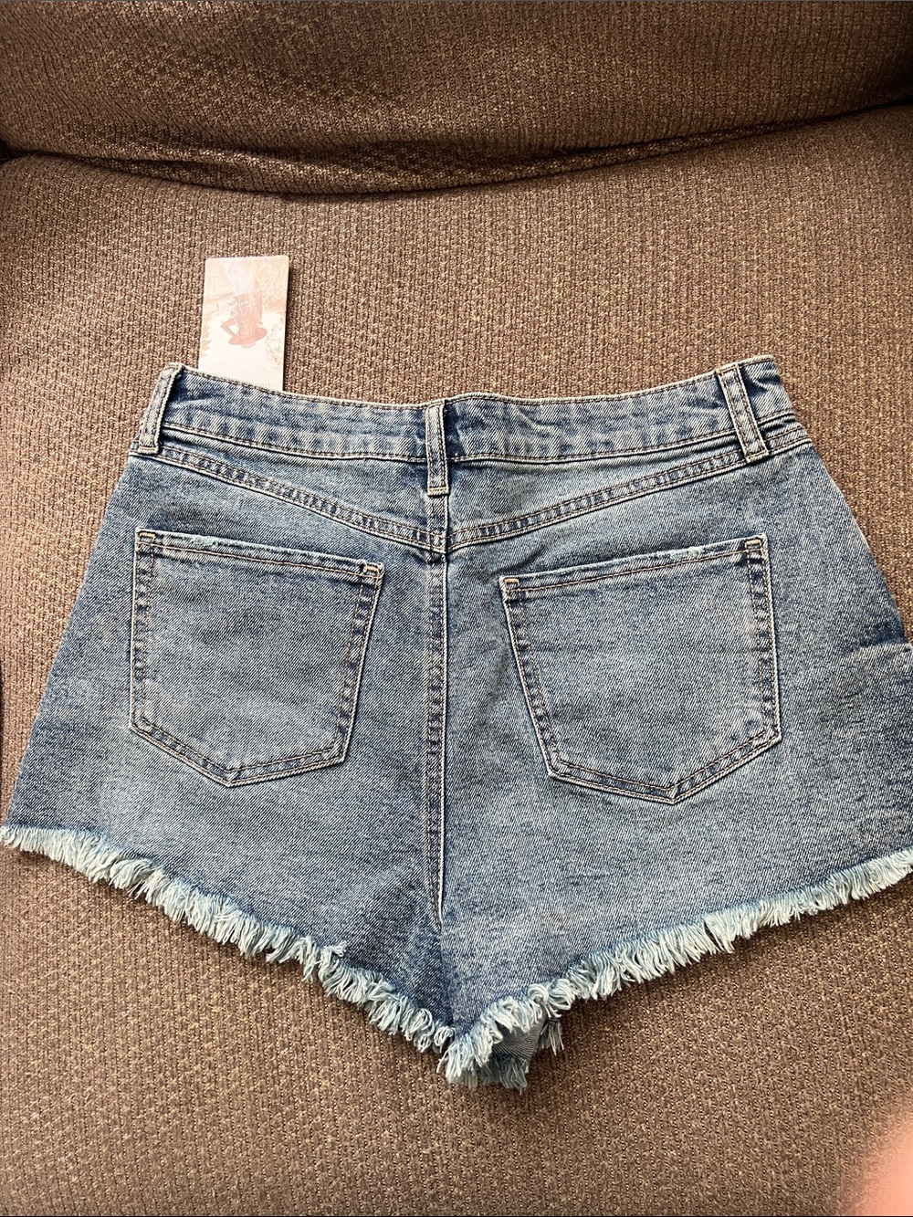 Sincerely Jules Light Blue Frayed Denim Shorts teens woman’s size 11/30 - Picture 4 of 5